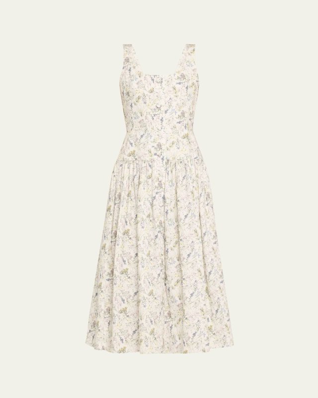 Cassie Floral Poplin Midi Dress